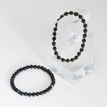 18K Gold PVD Stainless Steel Mens Agate Bead Bracelet- studio 