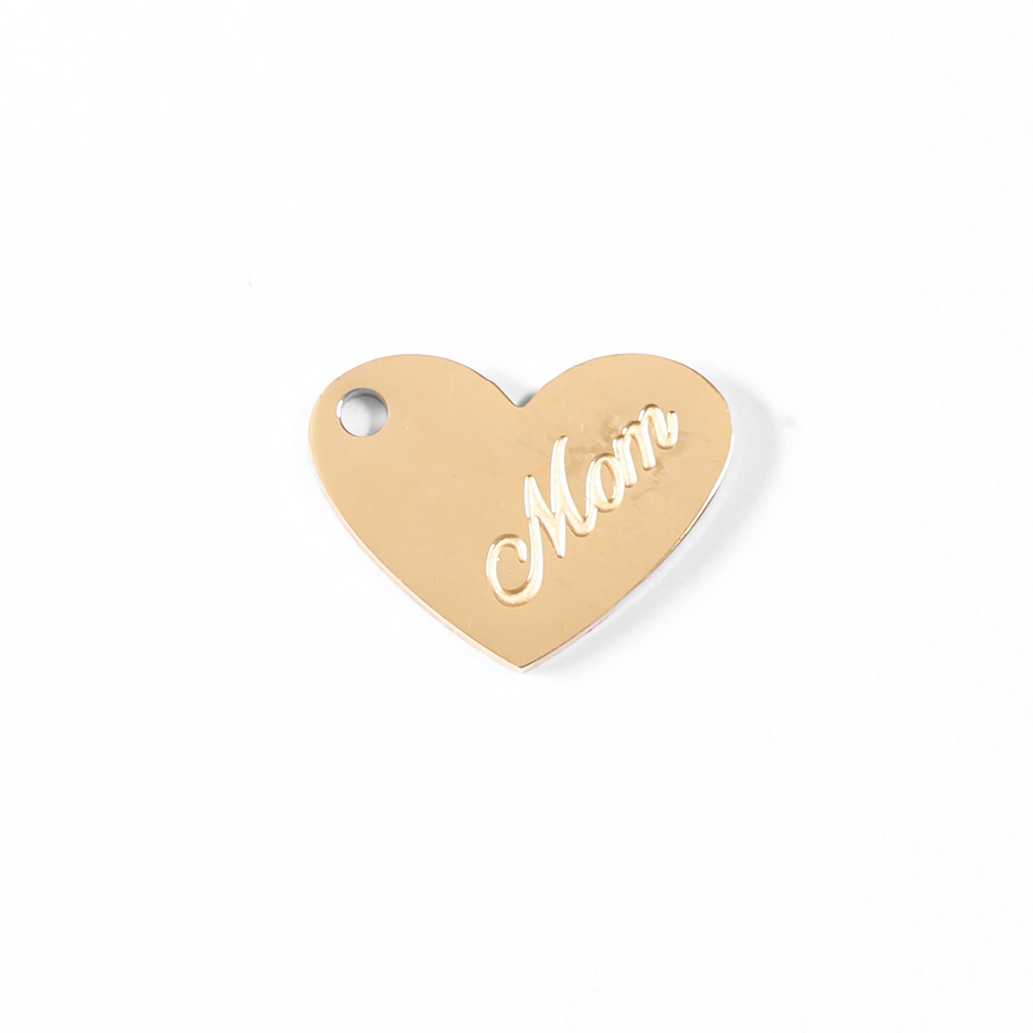 18K Gold PVD Stainless Steel Mom Heart Charm / PDL0037