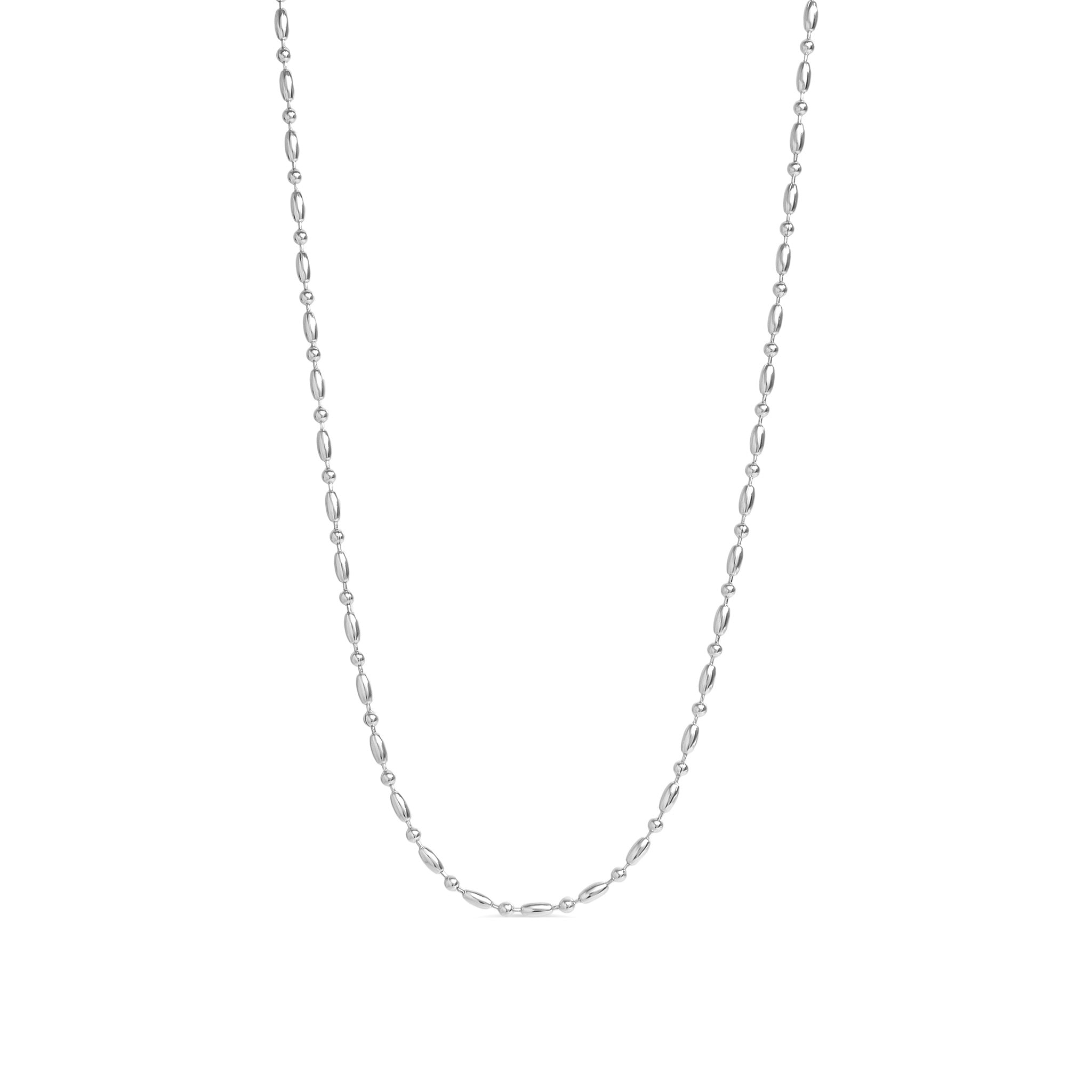 Stainless Steel Oval Beaded Necklace / NKJ0010