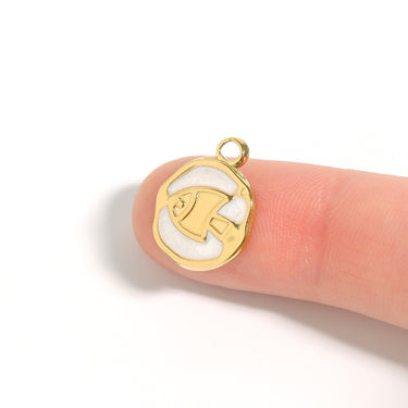 18K Gold PVD Fish White Epoxy Charm Scale