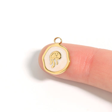 18K Gold PVD Jellyfish Epoxy Charm scale