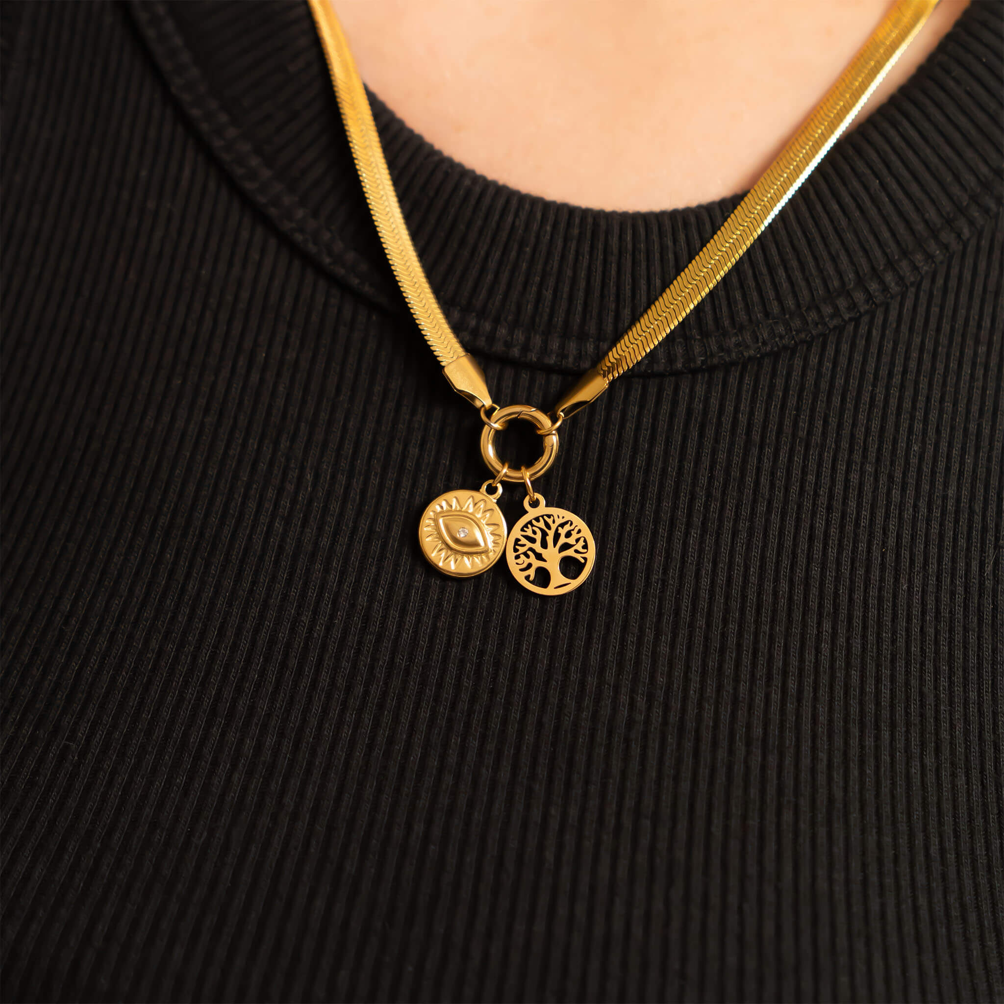 18K Gold PVD Coated Stainless Steel Tree of Life Charm / PDC9011