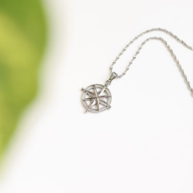 Stainless Steel Compass Rose Pendant