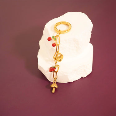 18K Gold PVD Stainless Steel Epoxy Strawberry Charm
