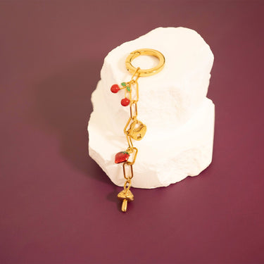 18K Gold PVD Stainless Steel Epoxy Cherry Charm