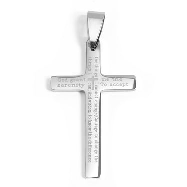 Stainless Steel Serenity Prayer Cross Pendant / PDJ0014