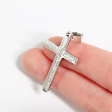 Stainless Steel Serenity Prayer Cross Pendant / PDJ0014
