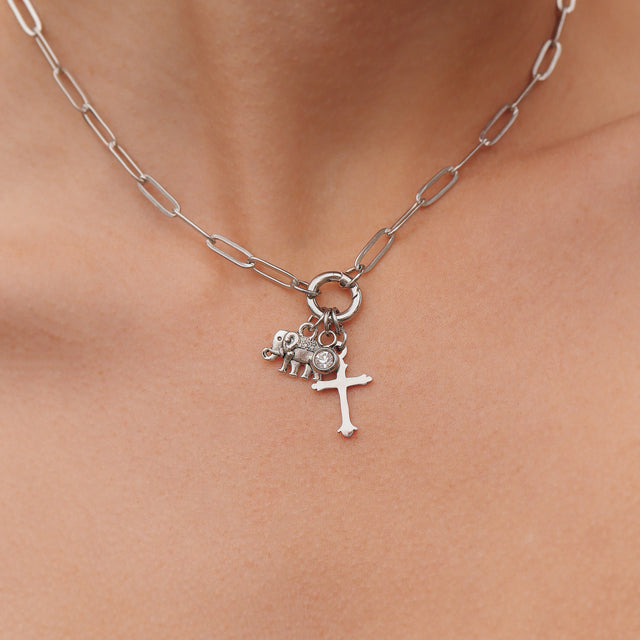 Paperclip Charmkeeper Necklace / Silver