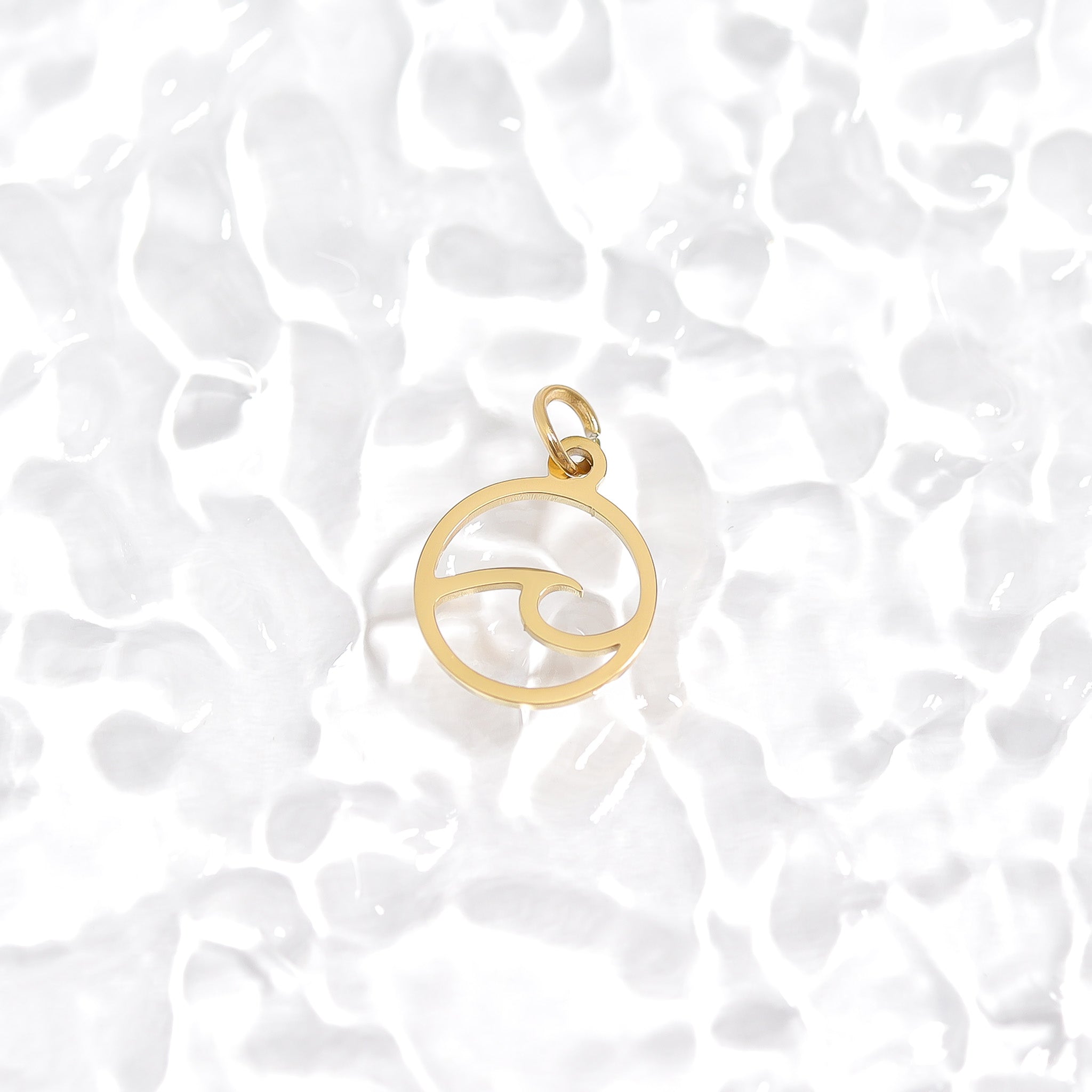 18K Gold PVD Stainless Steel Wave Charm / PDJ5043