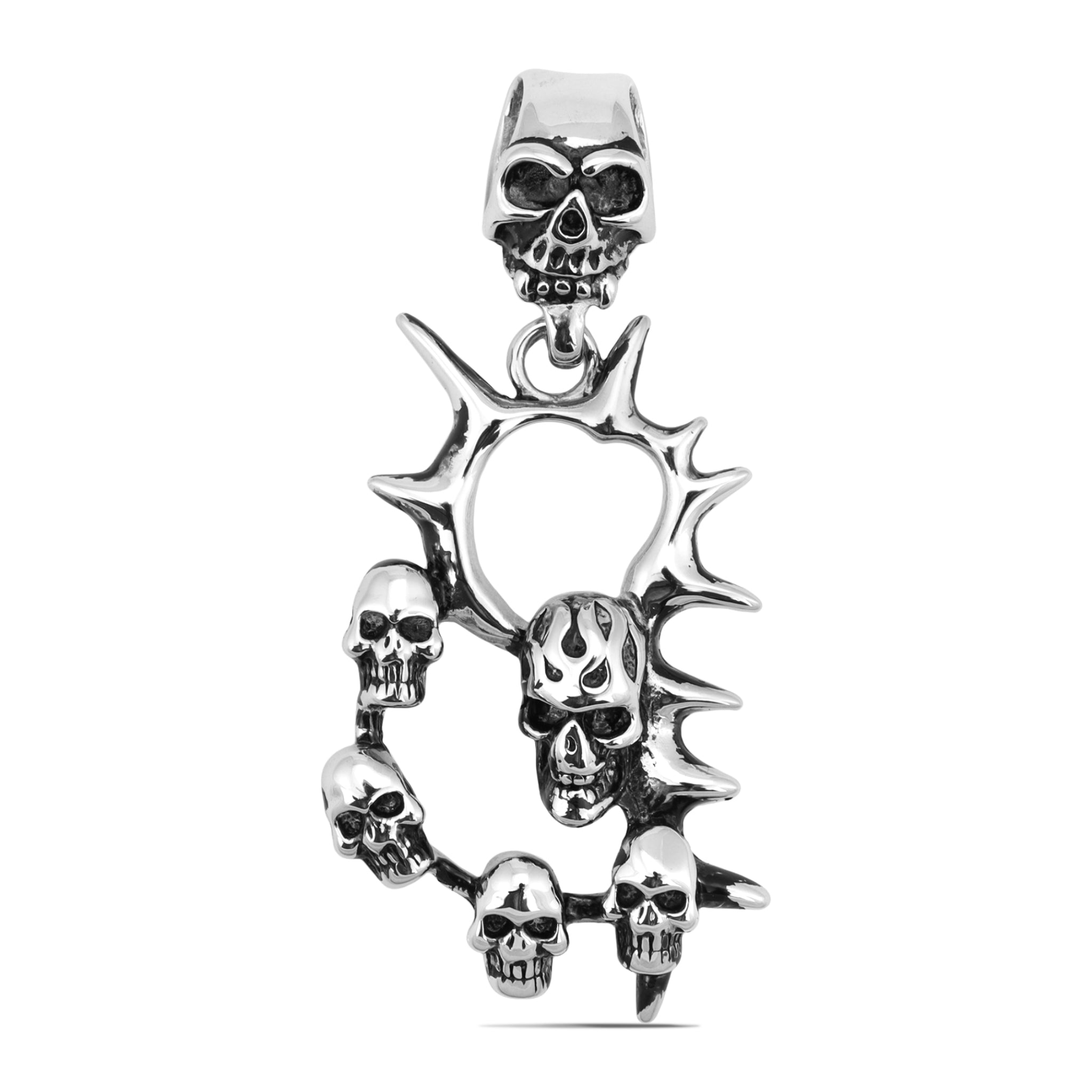 Rostfritt stål Multi Skull Spike Pendant / PDK0137
