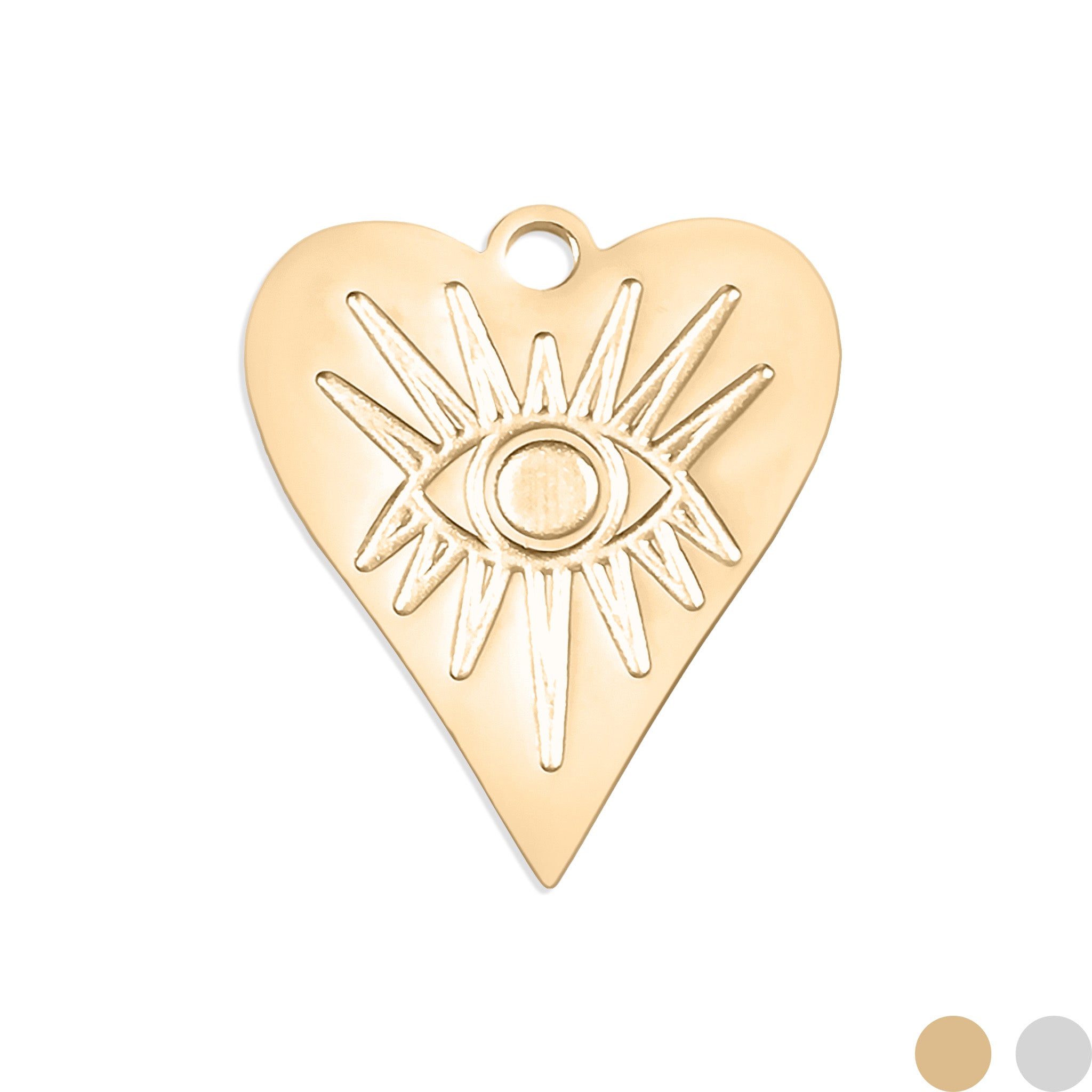 18K Gold PVD Edelstahl Evil Eye Heart Charm/PDL0006