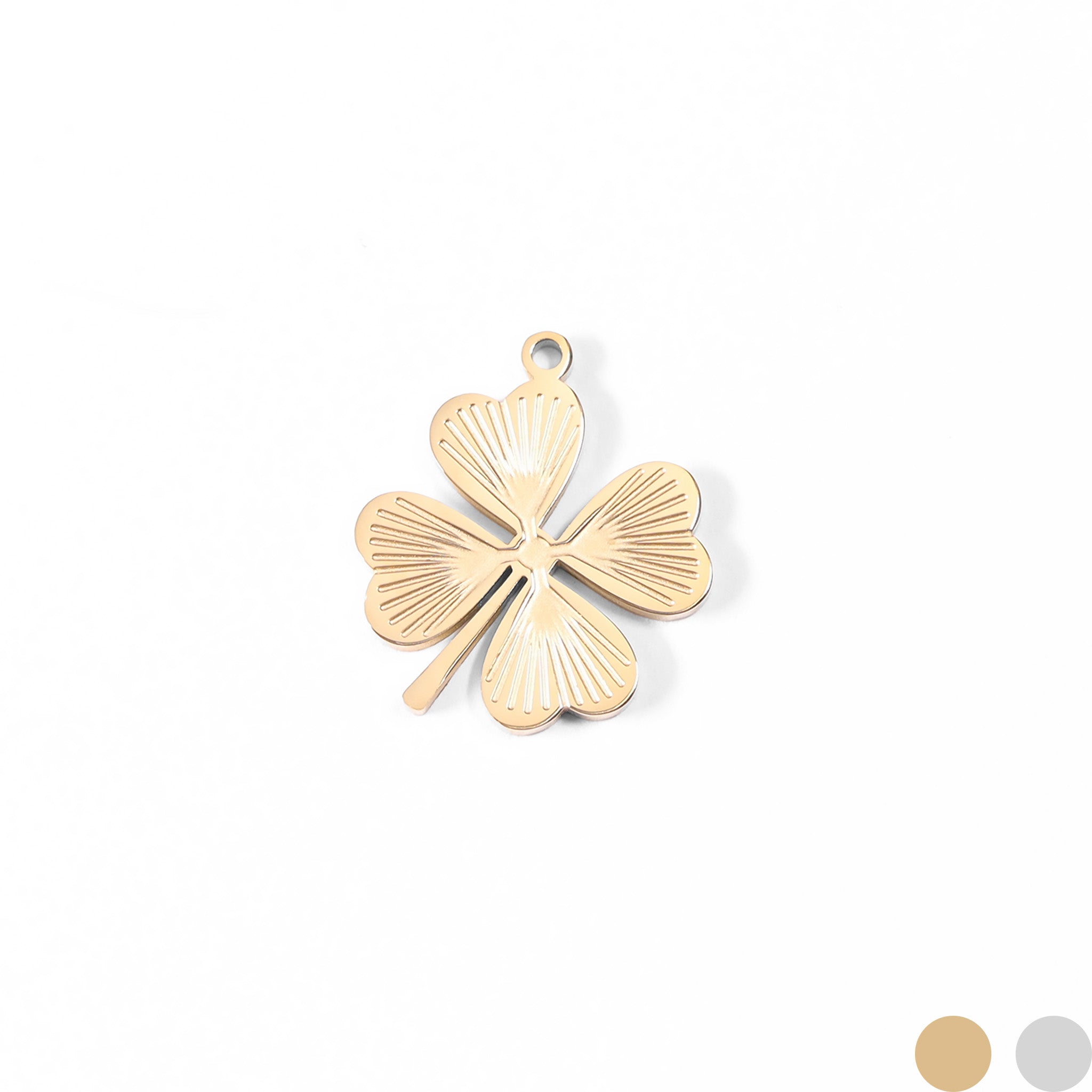 18K Gold PVD Stainless Steel Sunburst Four Leaf Clover Charm / PDL0007