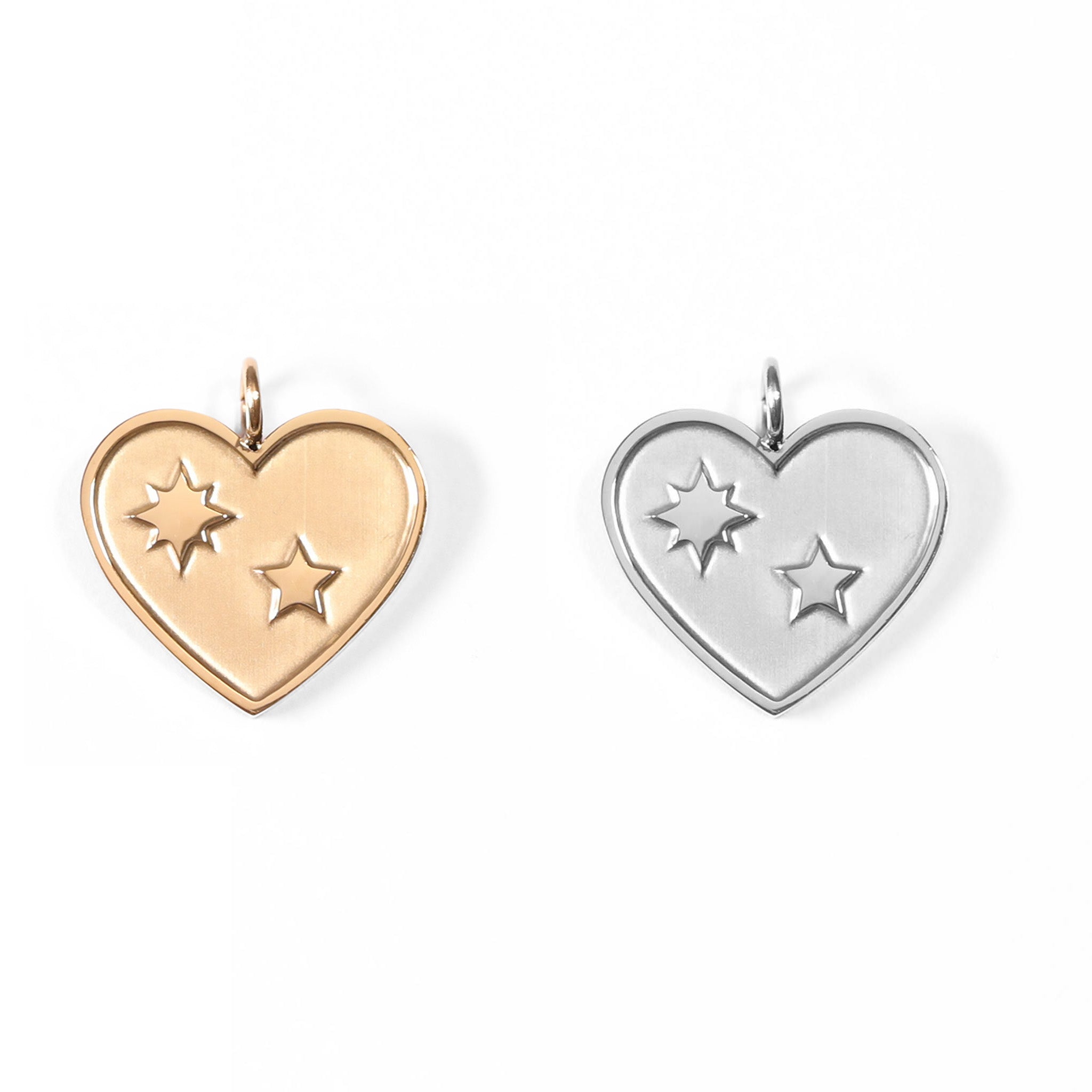 18K Gold PVD Coated Stainless Steel Heart with Stars Charm / PDL0009