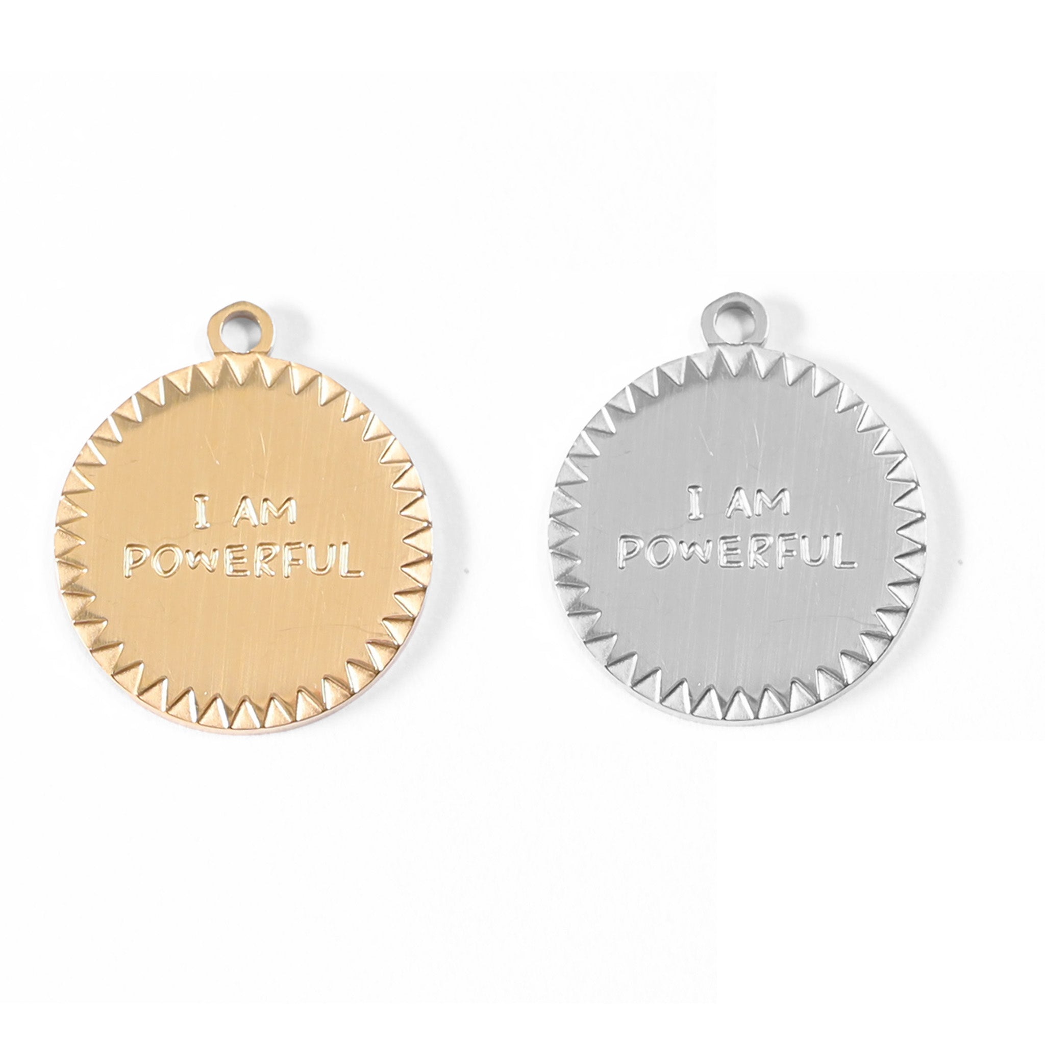 18K Gold PVD Stainless Steel "I Am Powerful" Charm / PDL0015