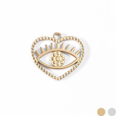 PVD 18K Gold en acier inoxydable Cœur Evil Eye Charme/PDL0017