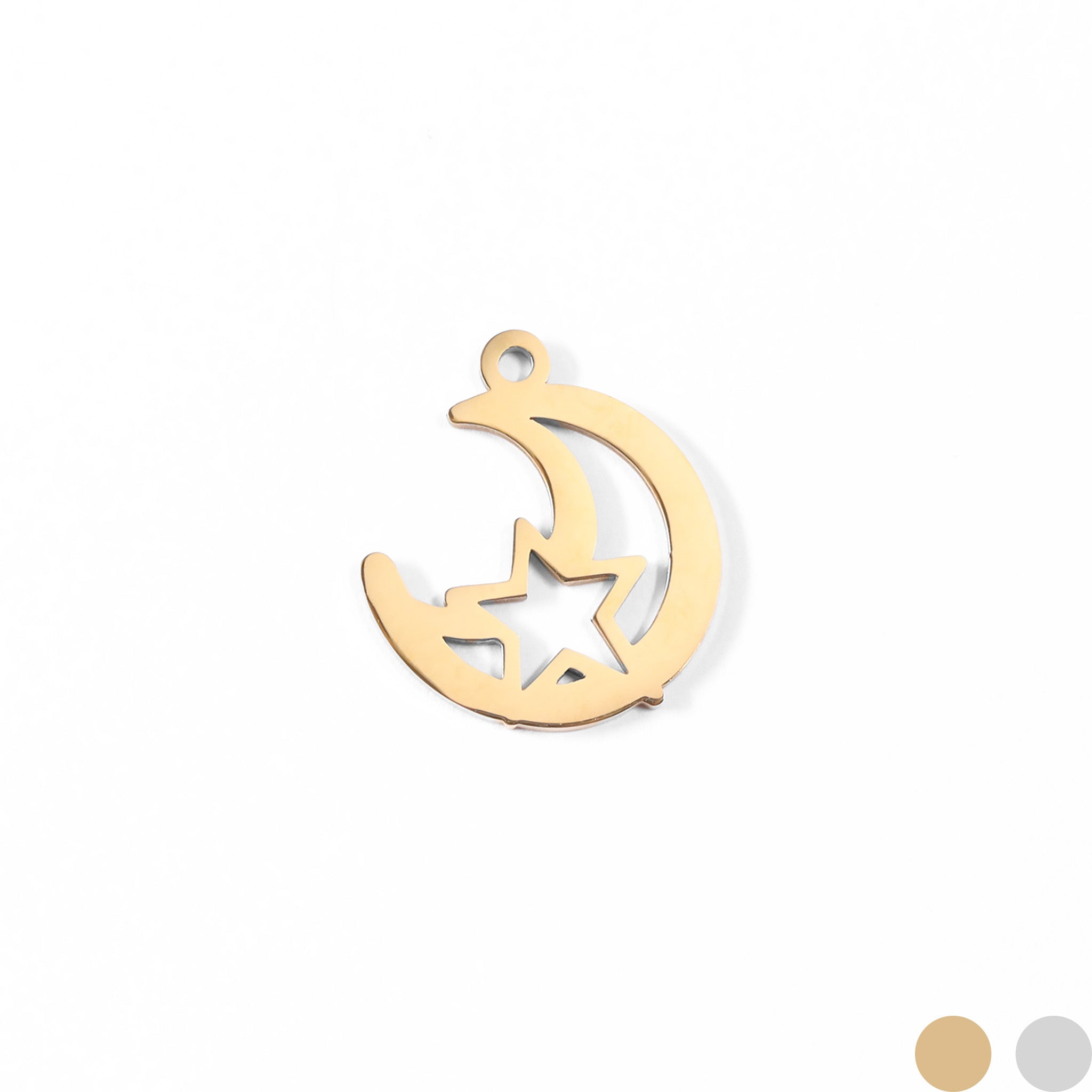 18k Gold PVD de acero inoxidable luna y encanto de estrella/PDL0019