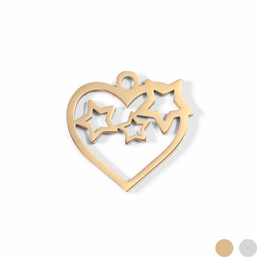 18K 골드 PVD 스테인레스 스틸 컷 아웃 하트 및 스타 매력/PDL0020