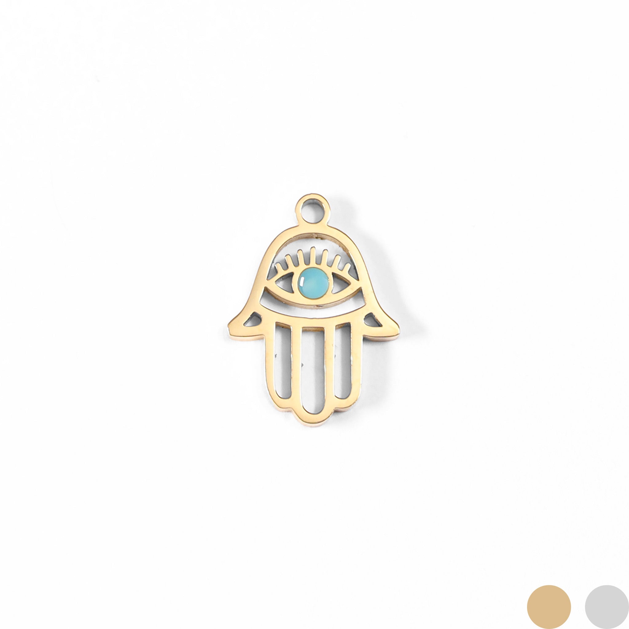 18K Gold PVD Edelstahlausschnitt Hamsa Hand Evil Eye Charm/PDL0023