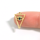 18K Gold PVD Stainless Steel Triangle Evil Eye Charm Lifestyle