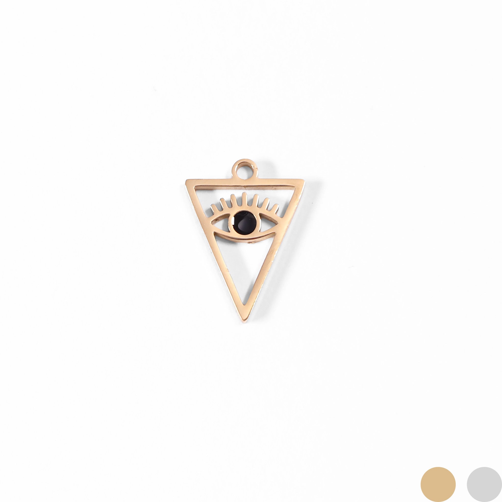 18K Gold PVD Stainless Steel Triangle Evil Eye Charm / PDL0027