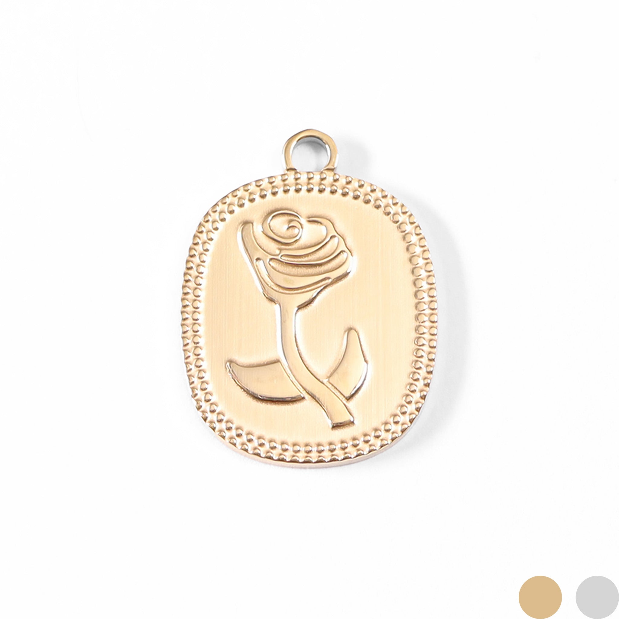 18K Gold PVD de acero inoxidable Rectangle Rose Charm/PDL0029