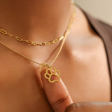 18K Gold PVD Stainless Steel Paw Print Charm