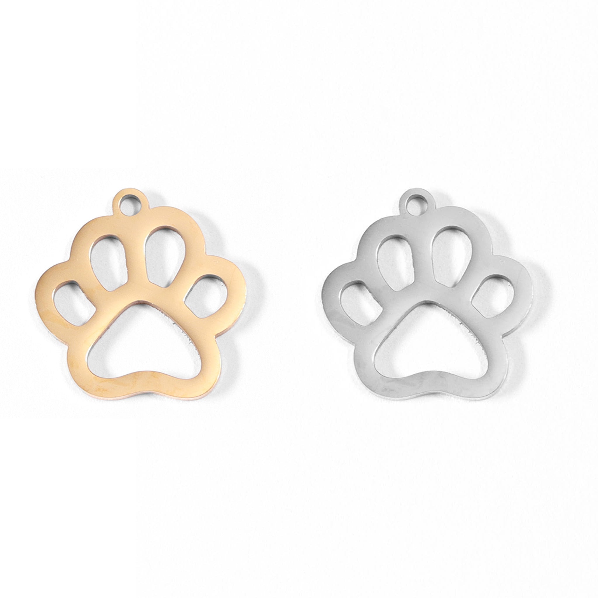 18K Gold PVD Stainless Steel Paw Print Charm / PDL0031