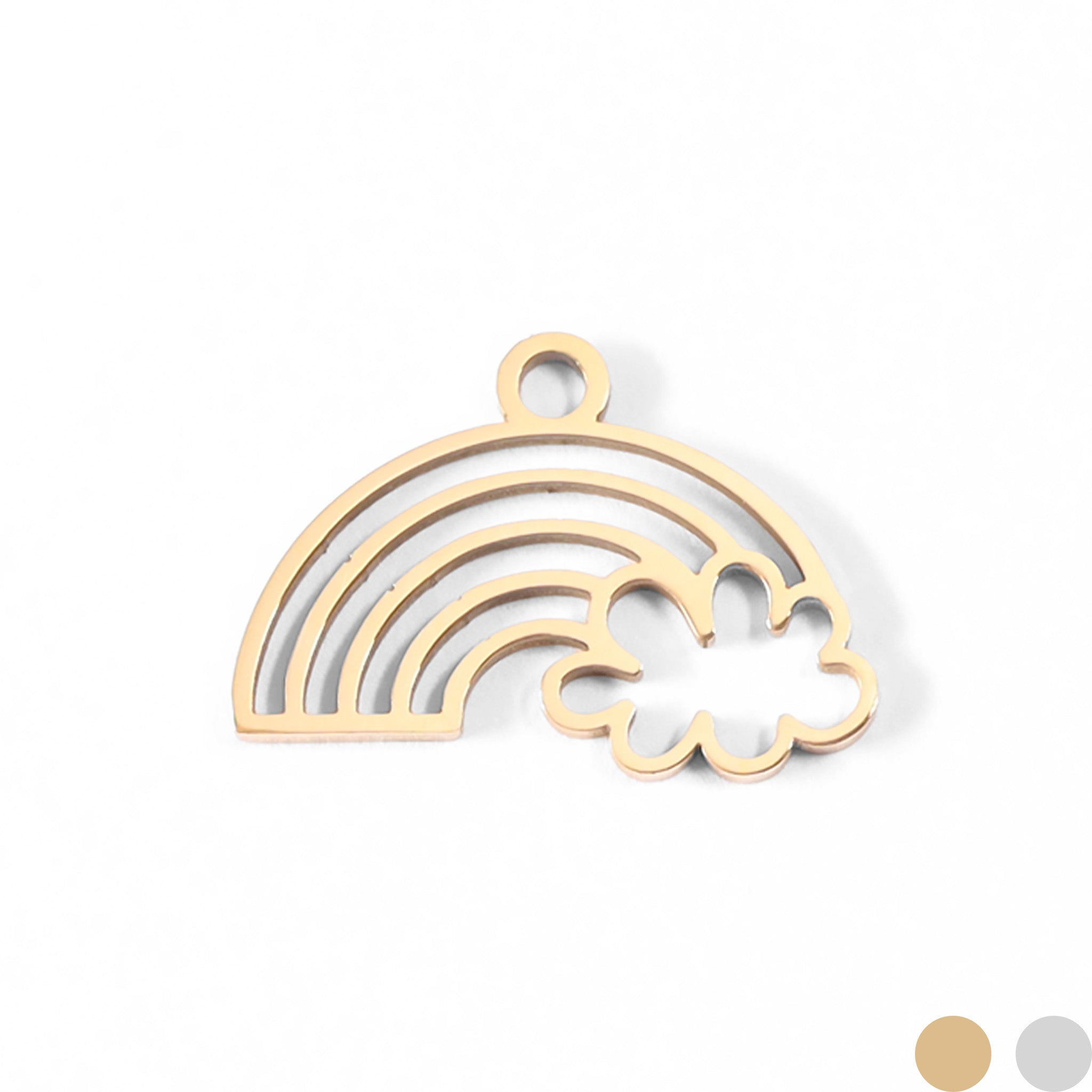 18K Gold PVD Stainless Steel Rainbow And Cloud Charm / PDL0032