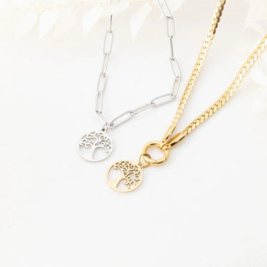 Wholesale jewelry 18K Gold PVD Stainless Steel Tree Of Life Charm- gold and stainless studio 