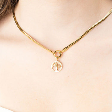 Wholesale jewelry 18K Gold PVD Stainless Steel Tree Of Life Charm- gold model 