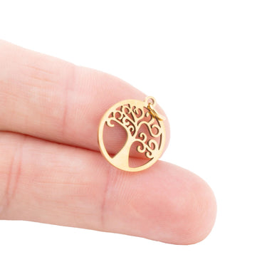 Wholesale jewelry 18K Gold PVD Stainless Steel Tree Of Life Charm- gold scale
