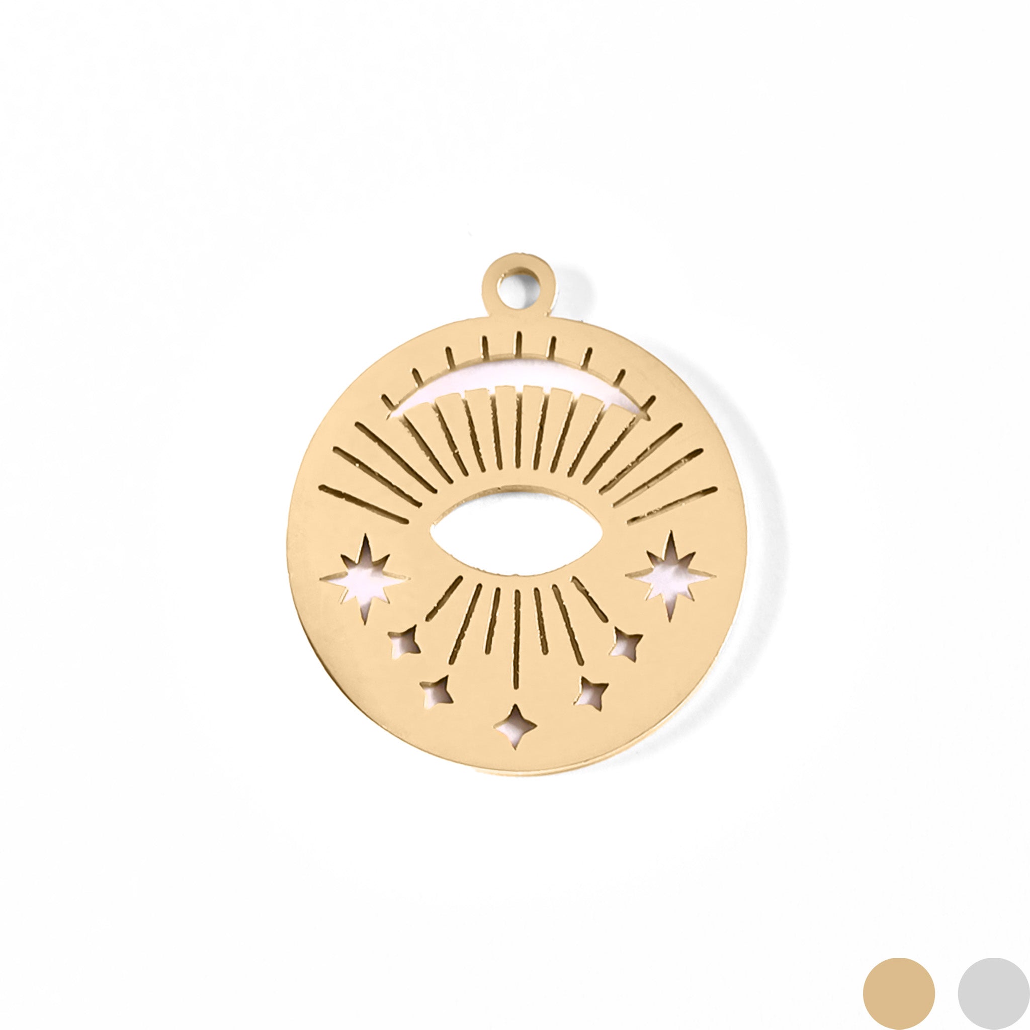 18K guld PVD rostfritt stål Sun Ray Evil Eye Charm / PDL0038