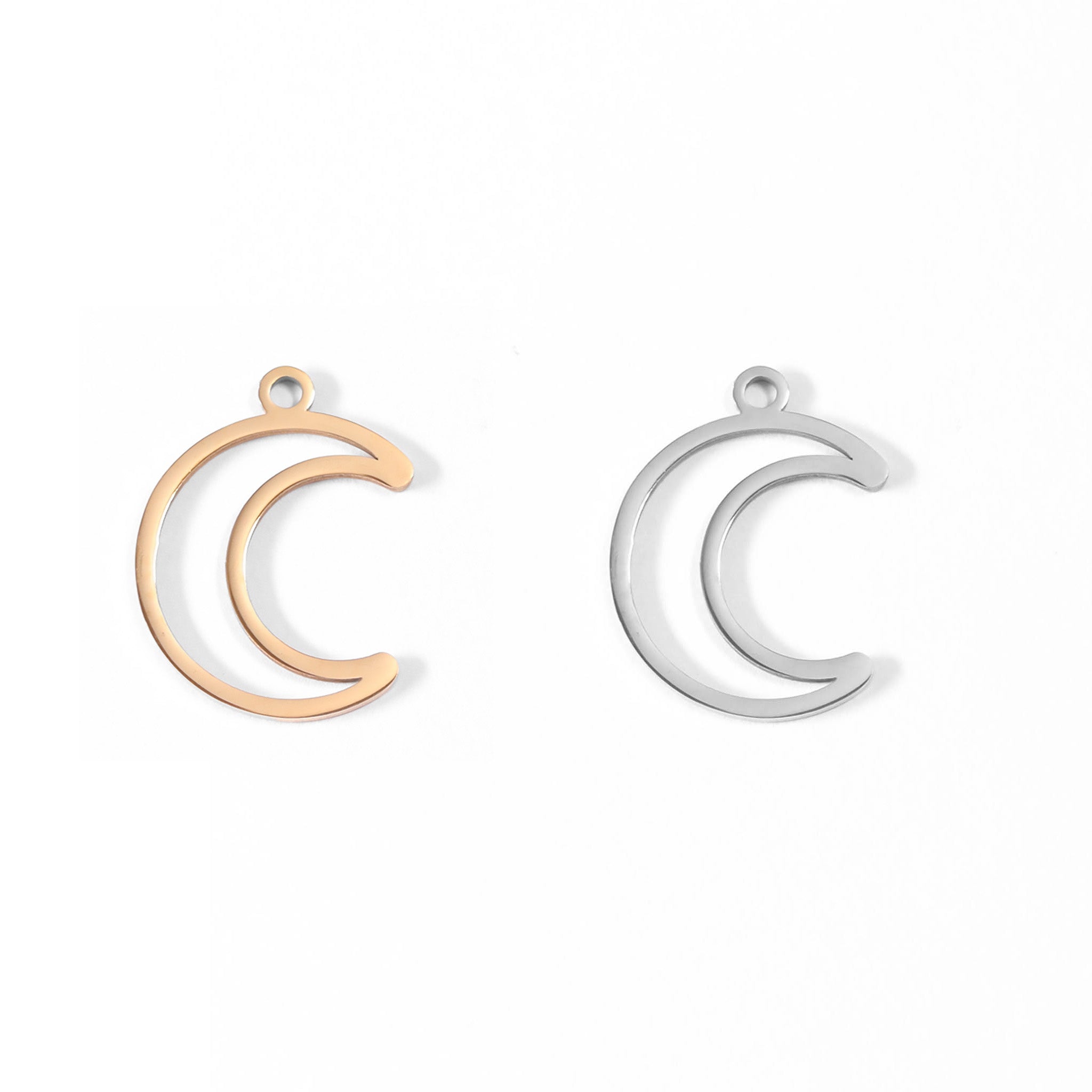 18K Gold PVD Stainless Steel Crescent Moon Charm / PDL0043