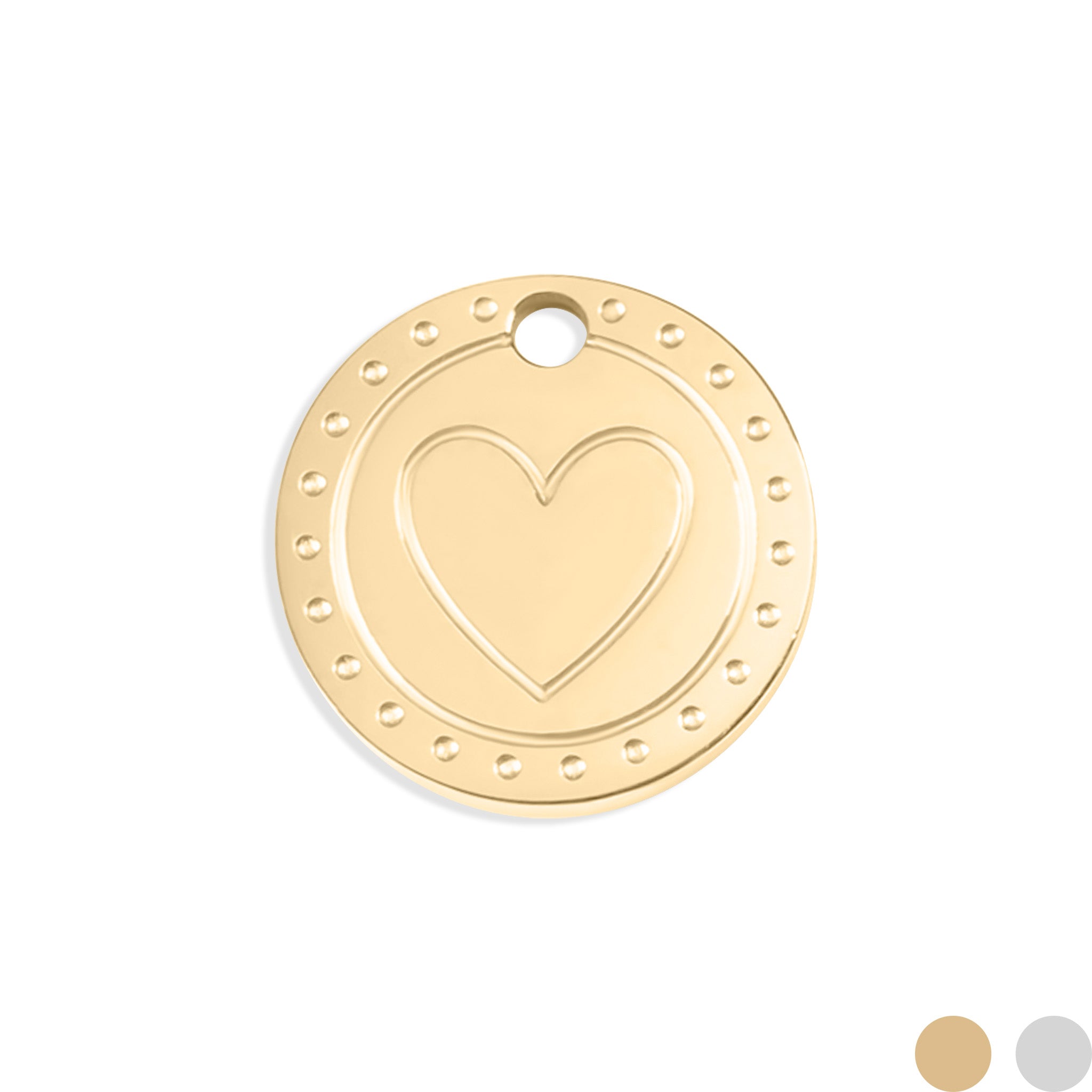 18K Gold PVD Stainless Steel Circle Heart Design Charm / PDL0046