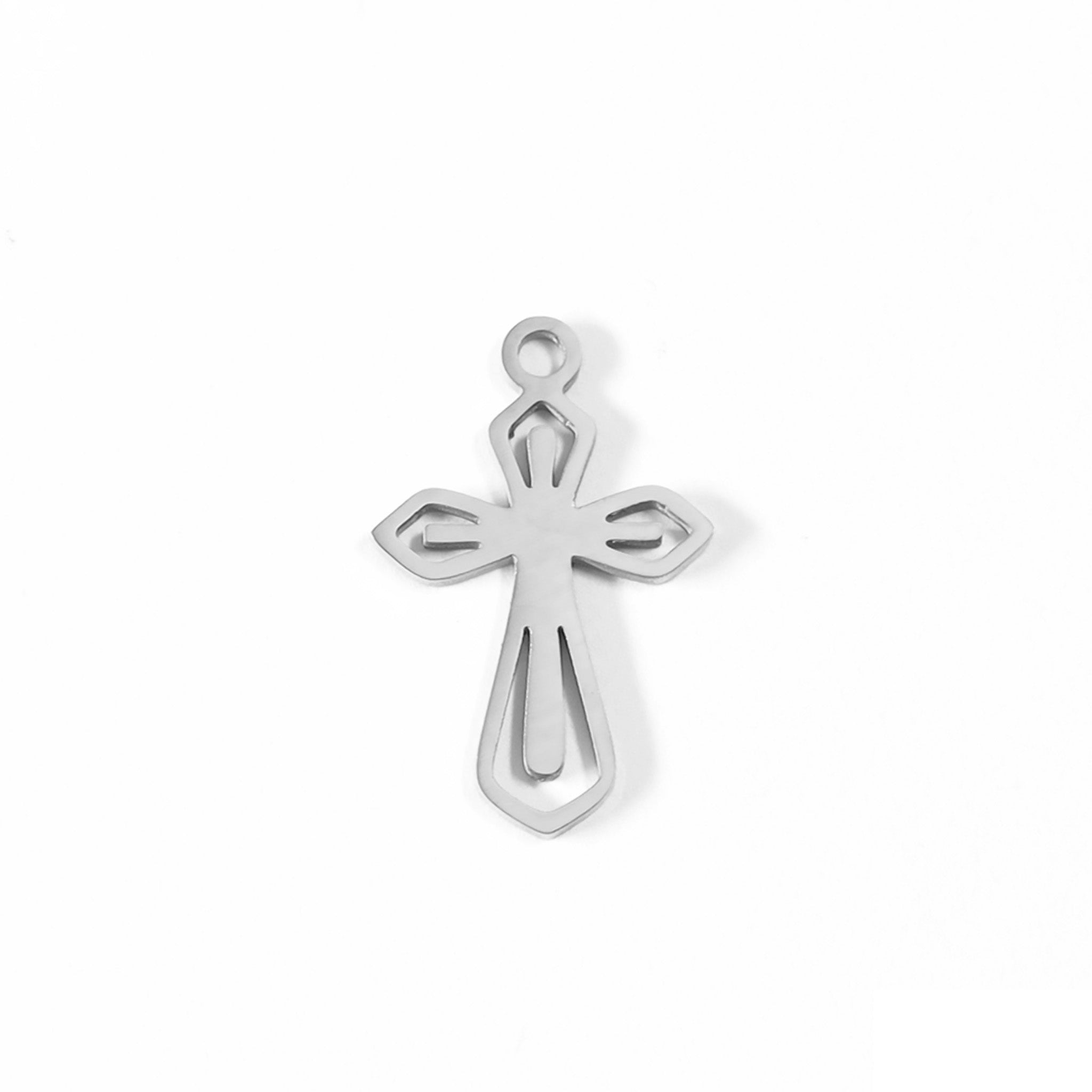 Stainless Steel Pointed Cross Charm