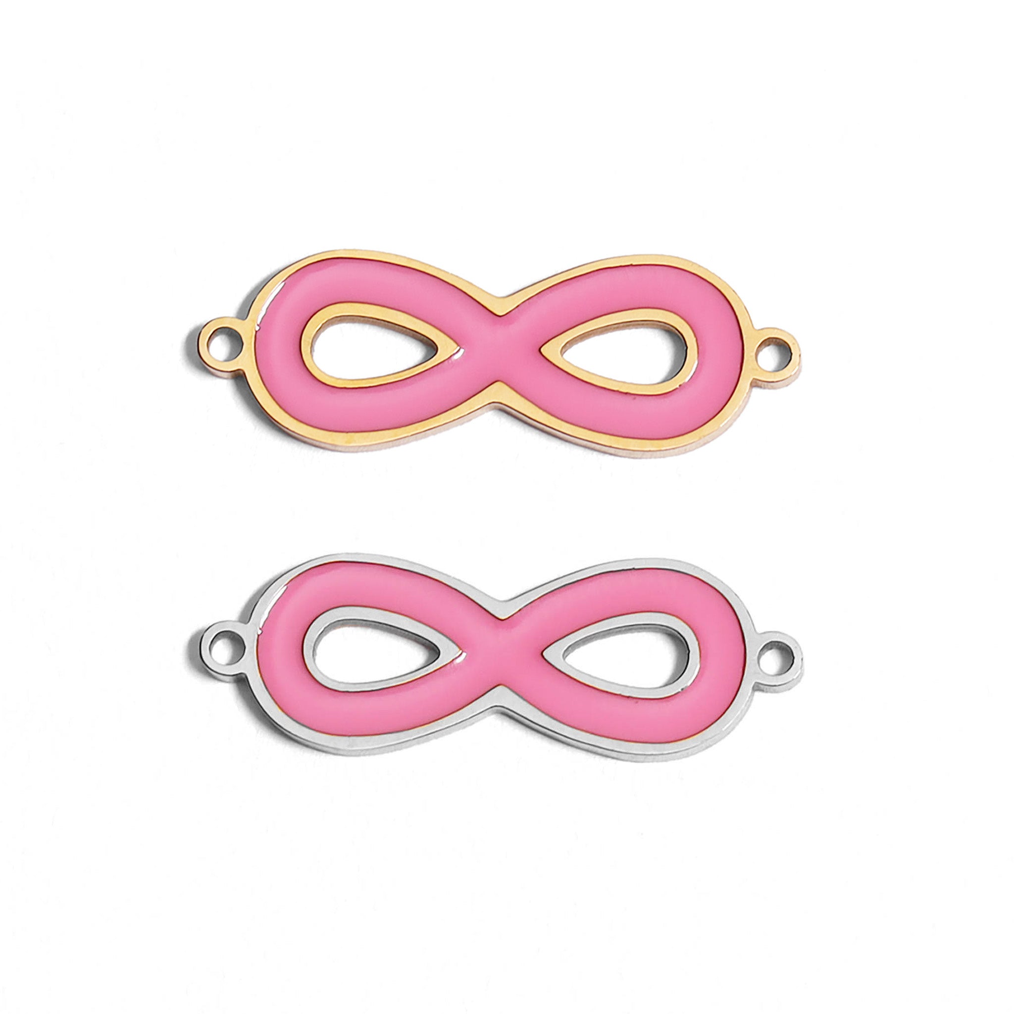 18K Gold PVD de acero inoxidable Epoxi Pink Infinity Charm/PDL0050
