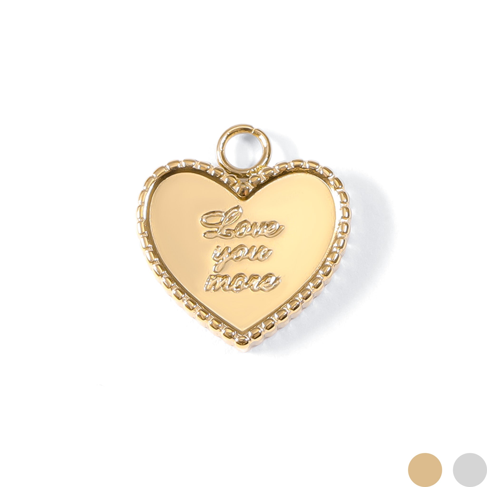 18K guld PVD rostfritt stål "Love You More" Heart Charm / PDL0055