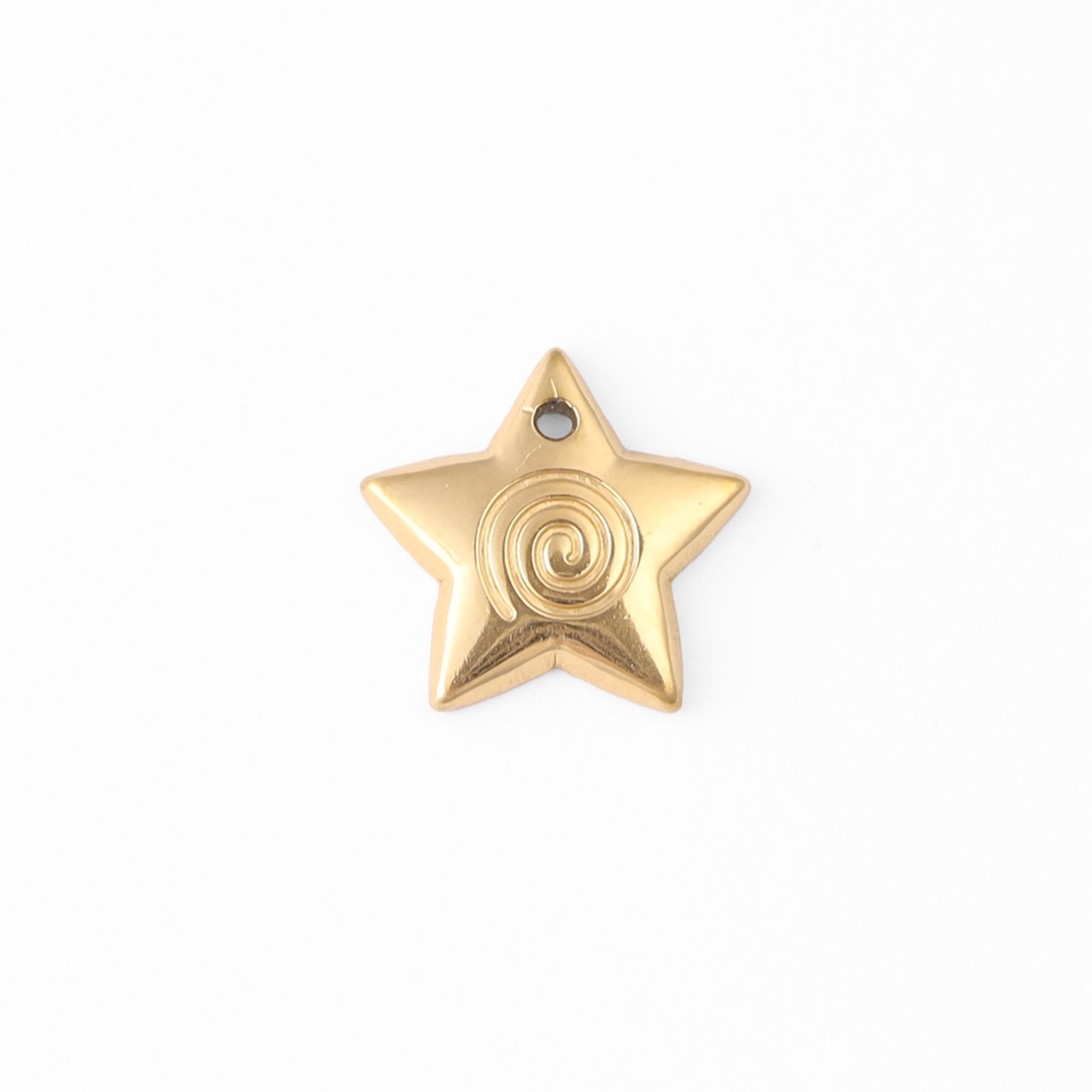 18K Gold PVD Stainless Steel Puffy Star Charm / PDL0056