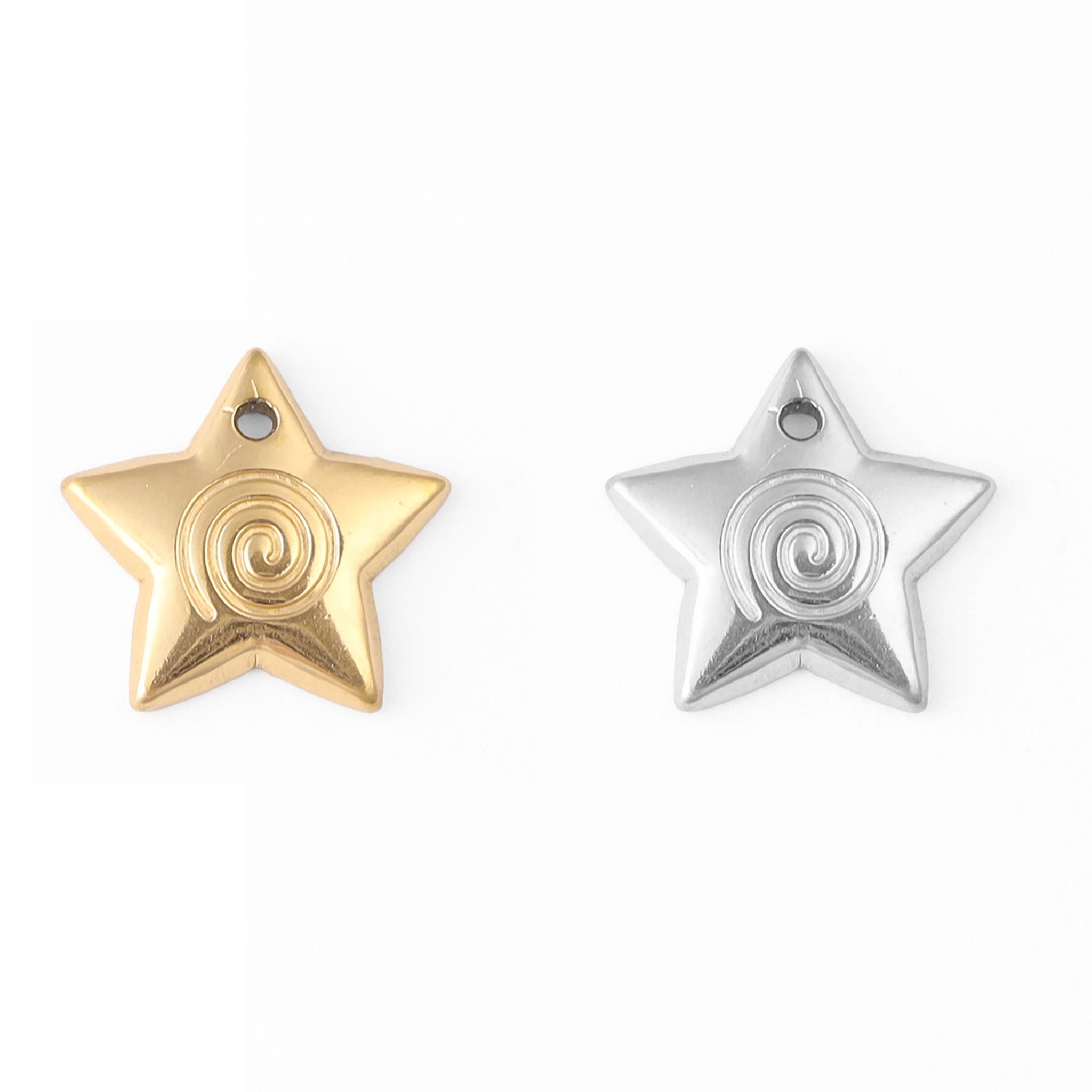 18K Gold PVD Stainless Steel Puffy Star Charm / PDL0056