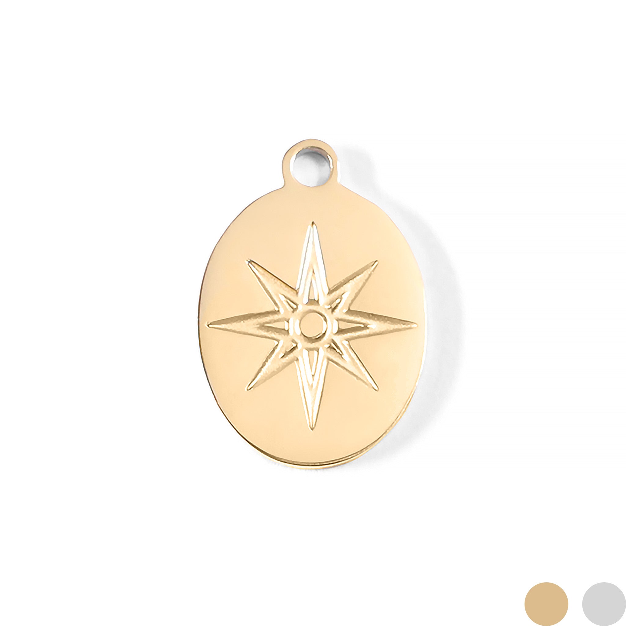 18K Gold PVD Stainless Steel Oval Atomic Charm / PDL0059