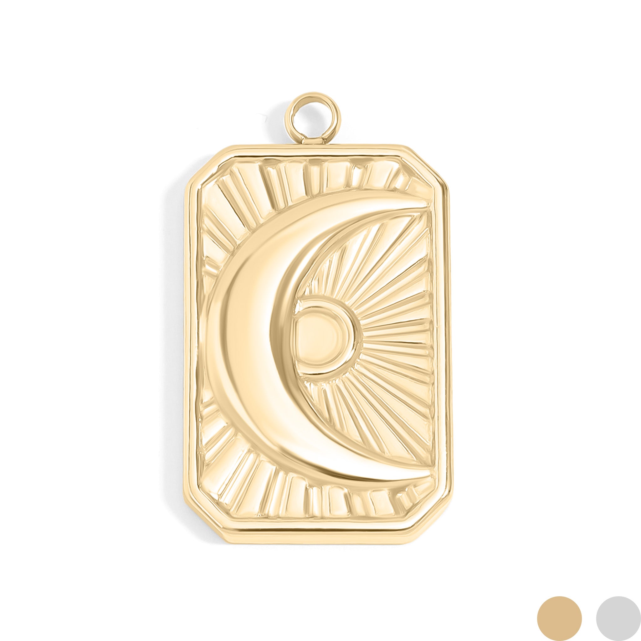 18K guld PVD rostfritt stål Sunburst Moon Charm / PDL0062