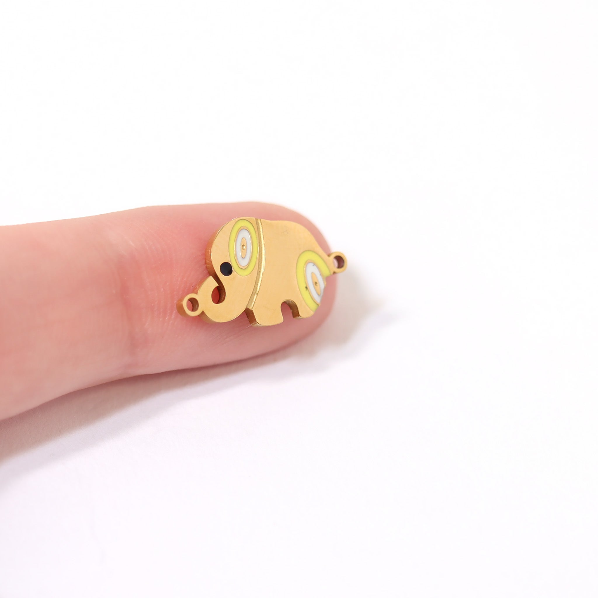 18K Gold PVD rustfritt stål Epoxy Elephant Charm/PDL0064