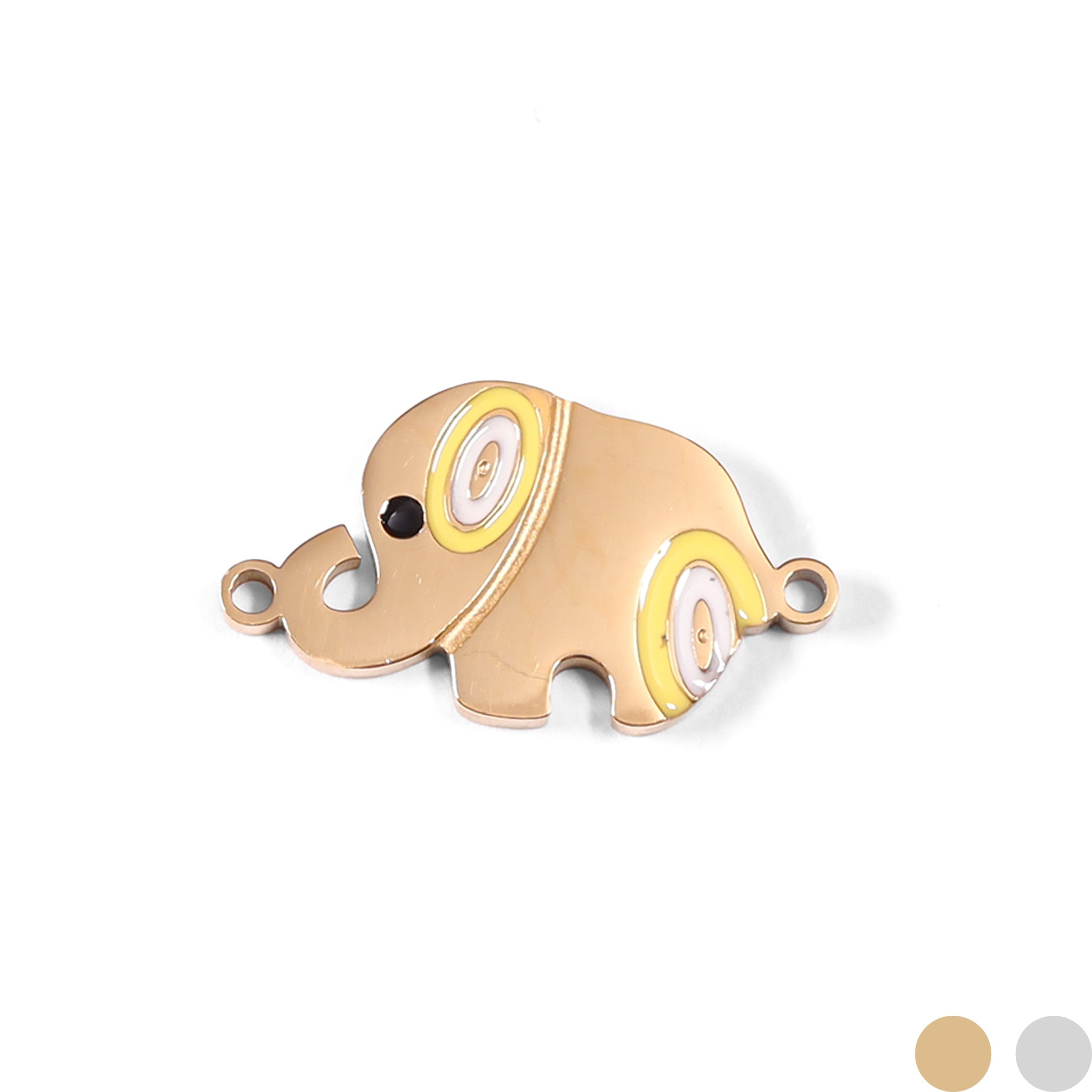 18K Gold PVD Stainless Steel Epoxy Elephant Charm / PDL0064