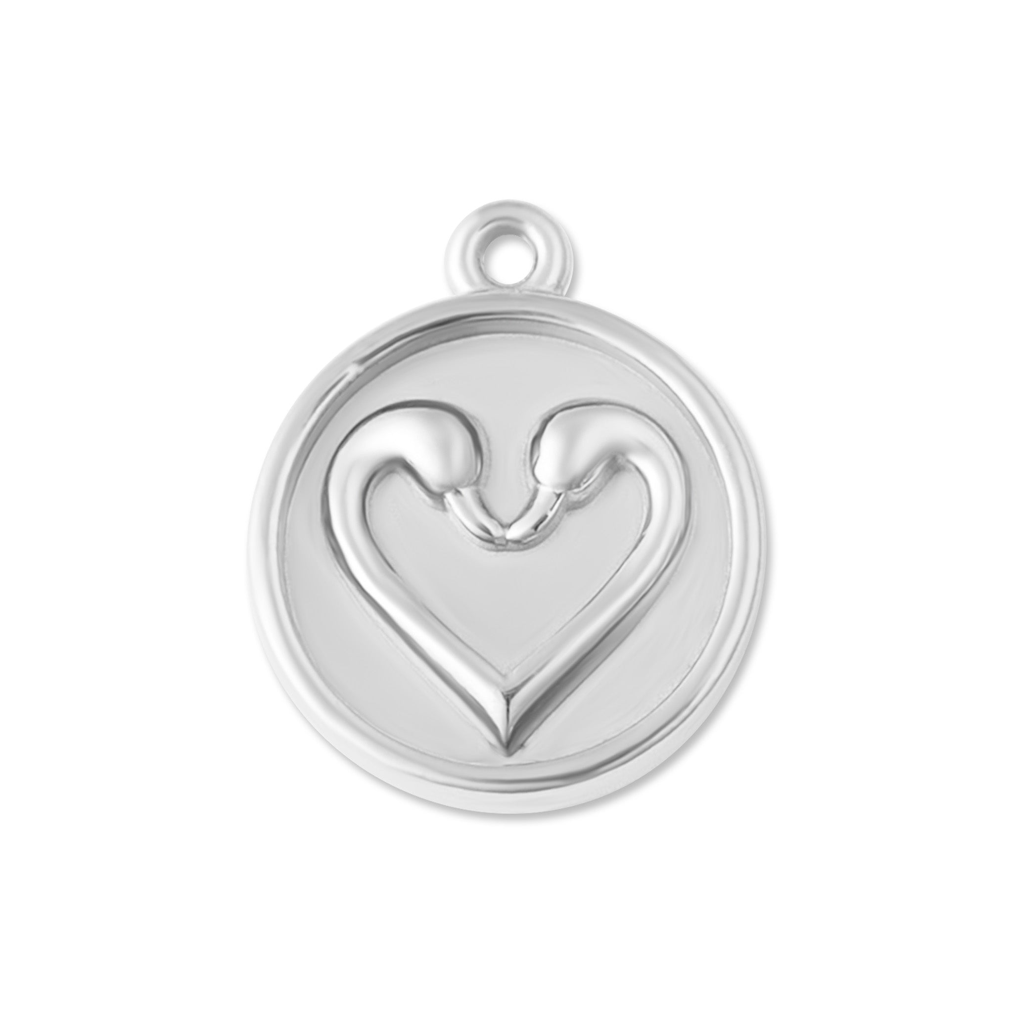 18K Gold PVD rustfritt stål sirkel Swan Heart Charm/PDL0067