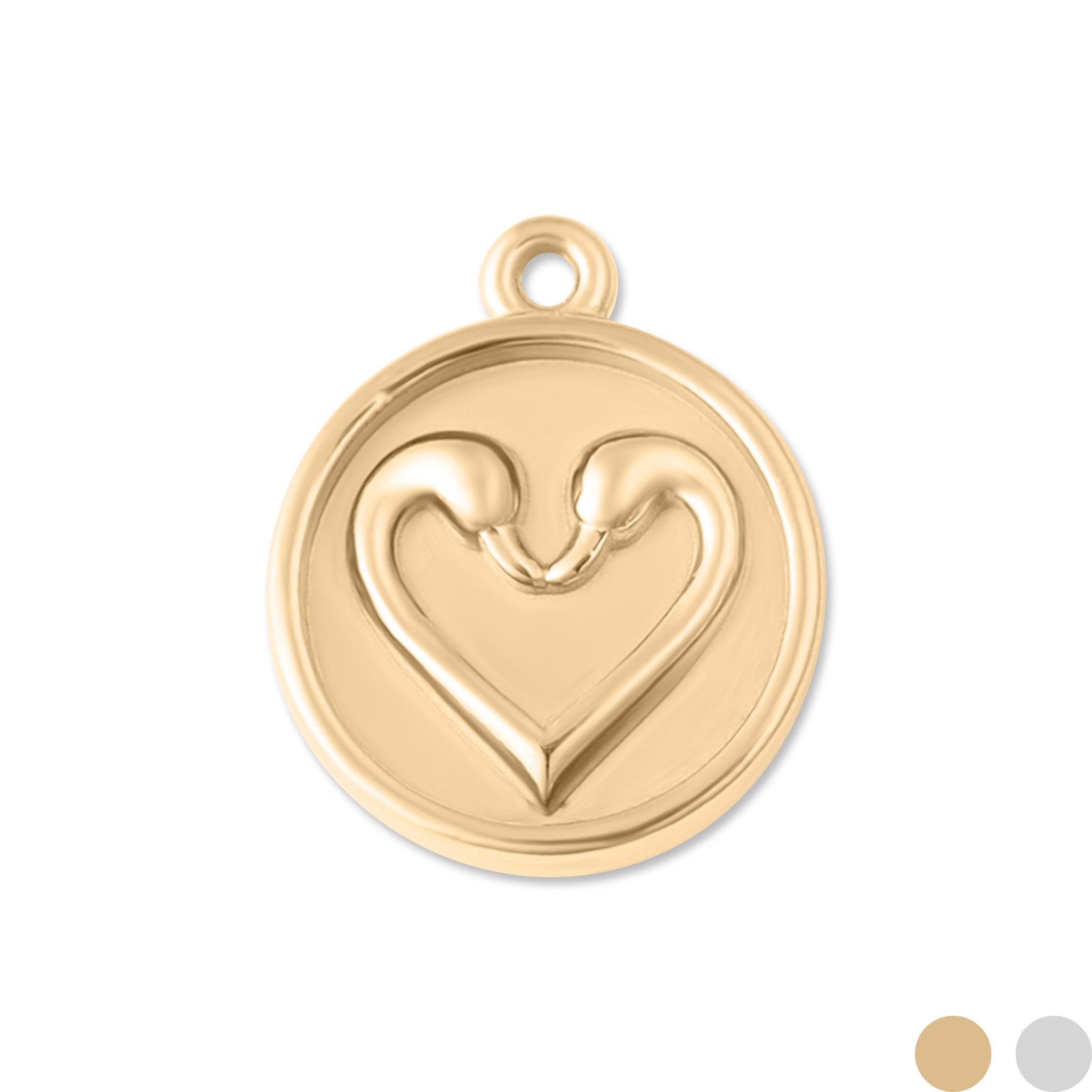 18K Gold PVD rustfritt stål sirkel Swan Heart Charm/PDL0067