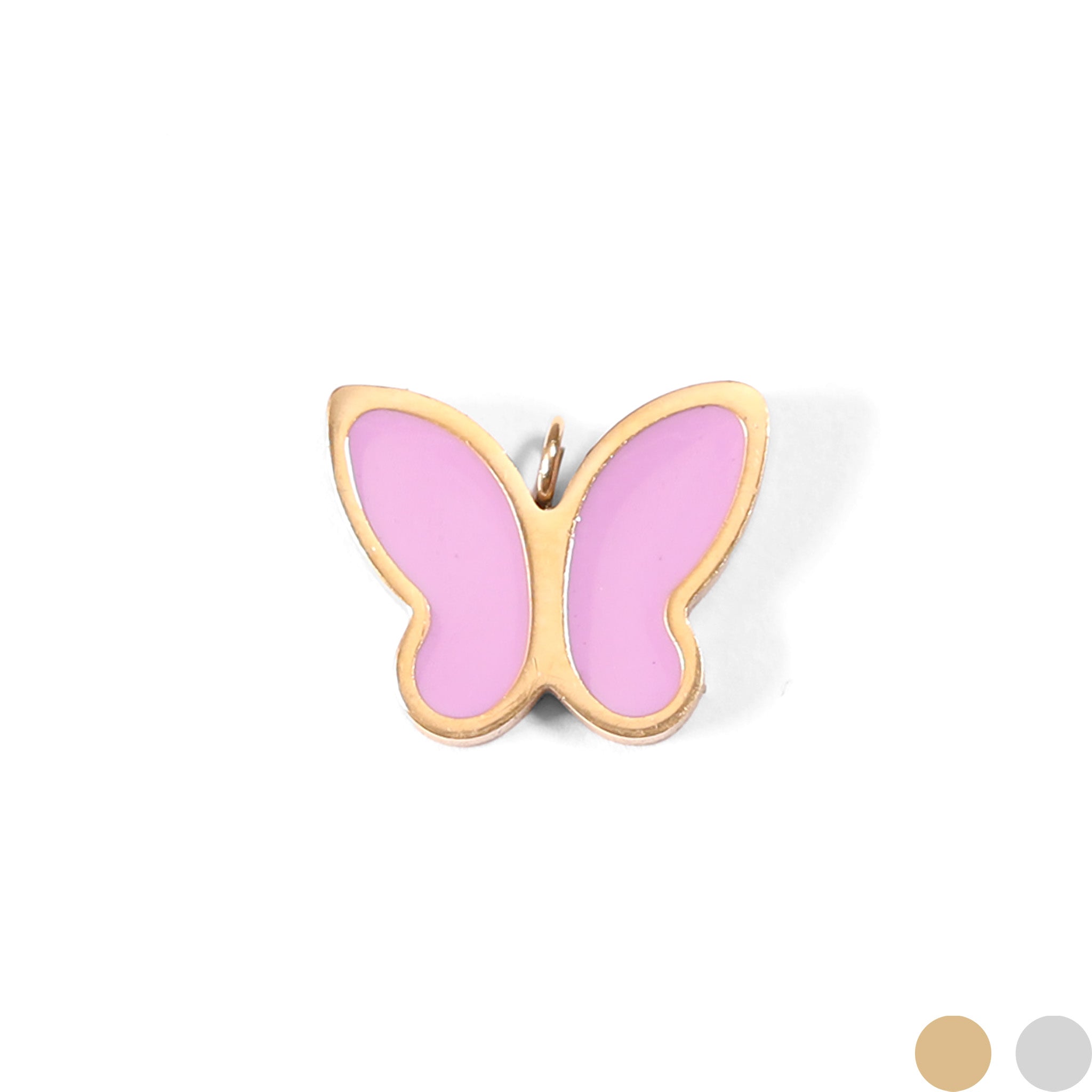 18k Gold PVD Rostfritt stål Epoxy Pink Butterfly Charm / PDL0071