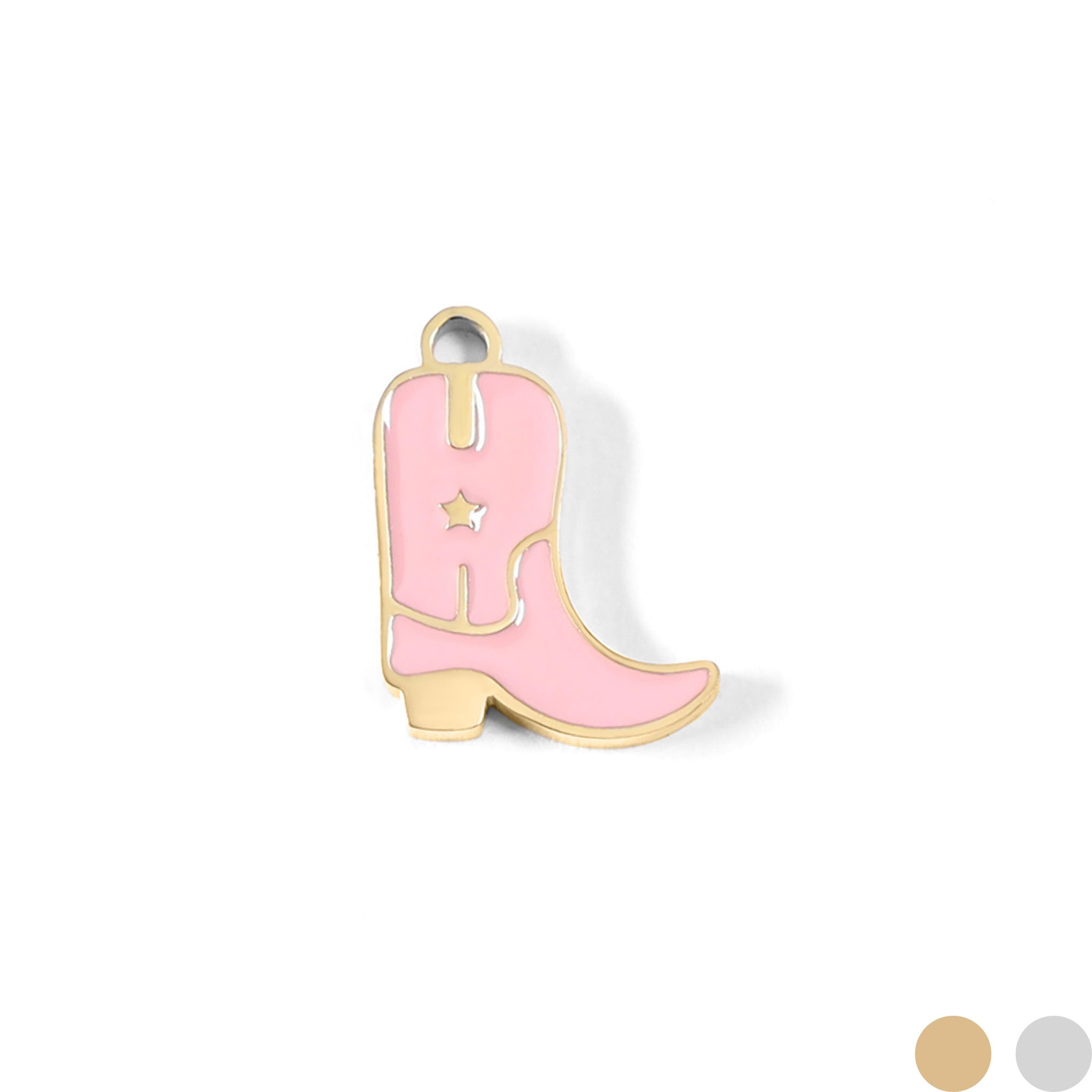 18K guld PVD rostfritt stål Epoxi Rosa Cowgirl Boot Charm / PDL0072