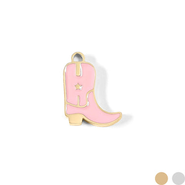 Stainless Steel Epoxy Pink Cowgirl Boot Charm