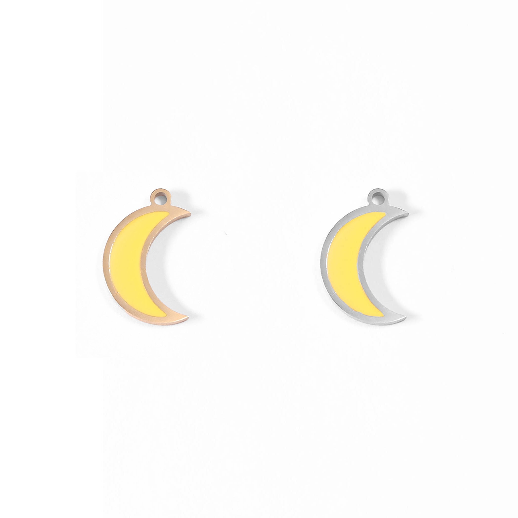 18K Gold PVD Stainless Steel Epoxy Yellow Crescent Moon Charm / PDL0075