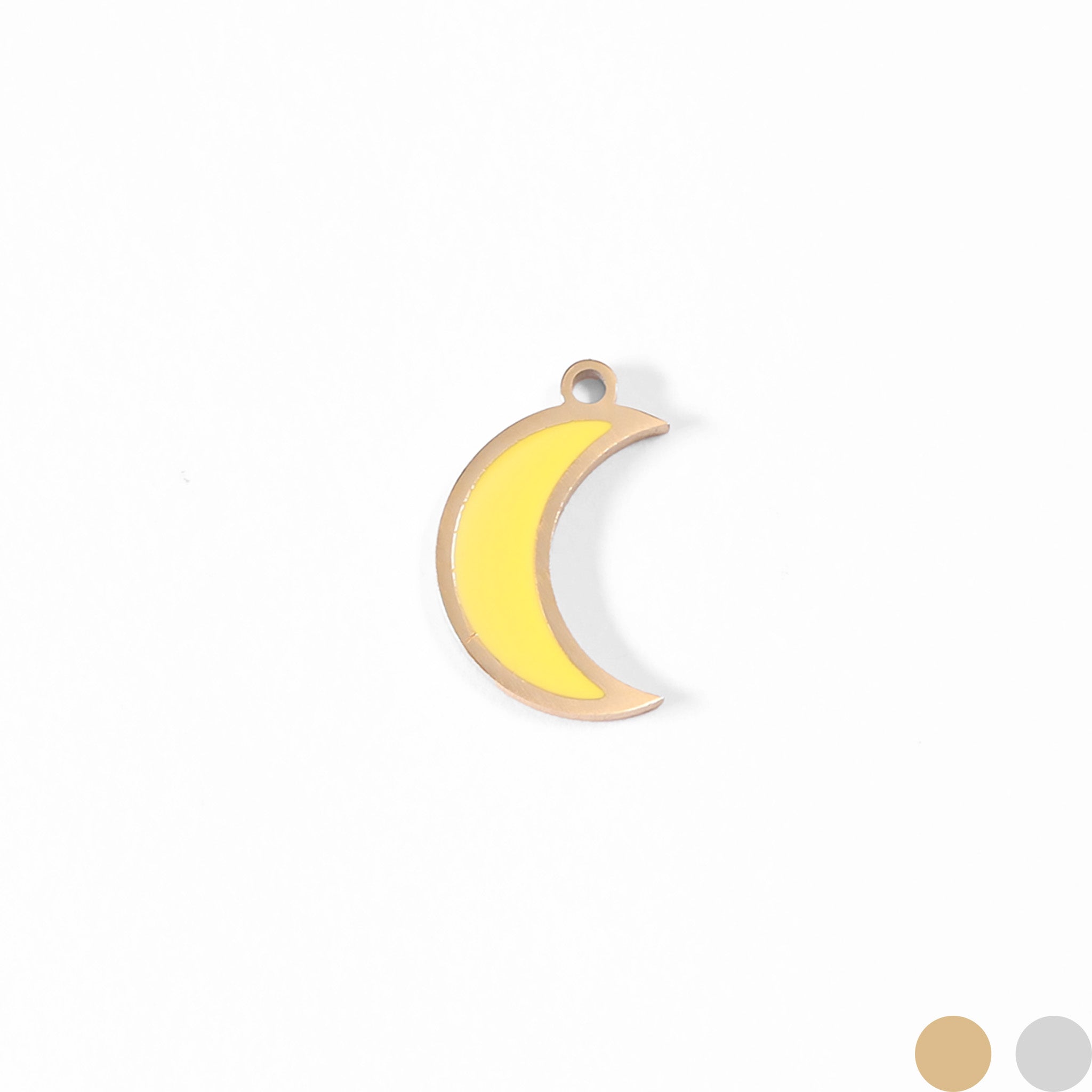 18K Gold PVD Stainless Steel Epoxy Yellow Crescent Moon Charm / PDL0075